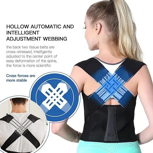 Close-up of AlignAura Brace breathable fabric and adjustable hook-and-loop straps